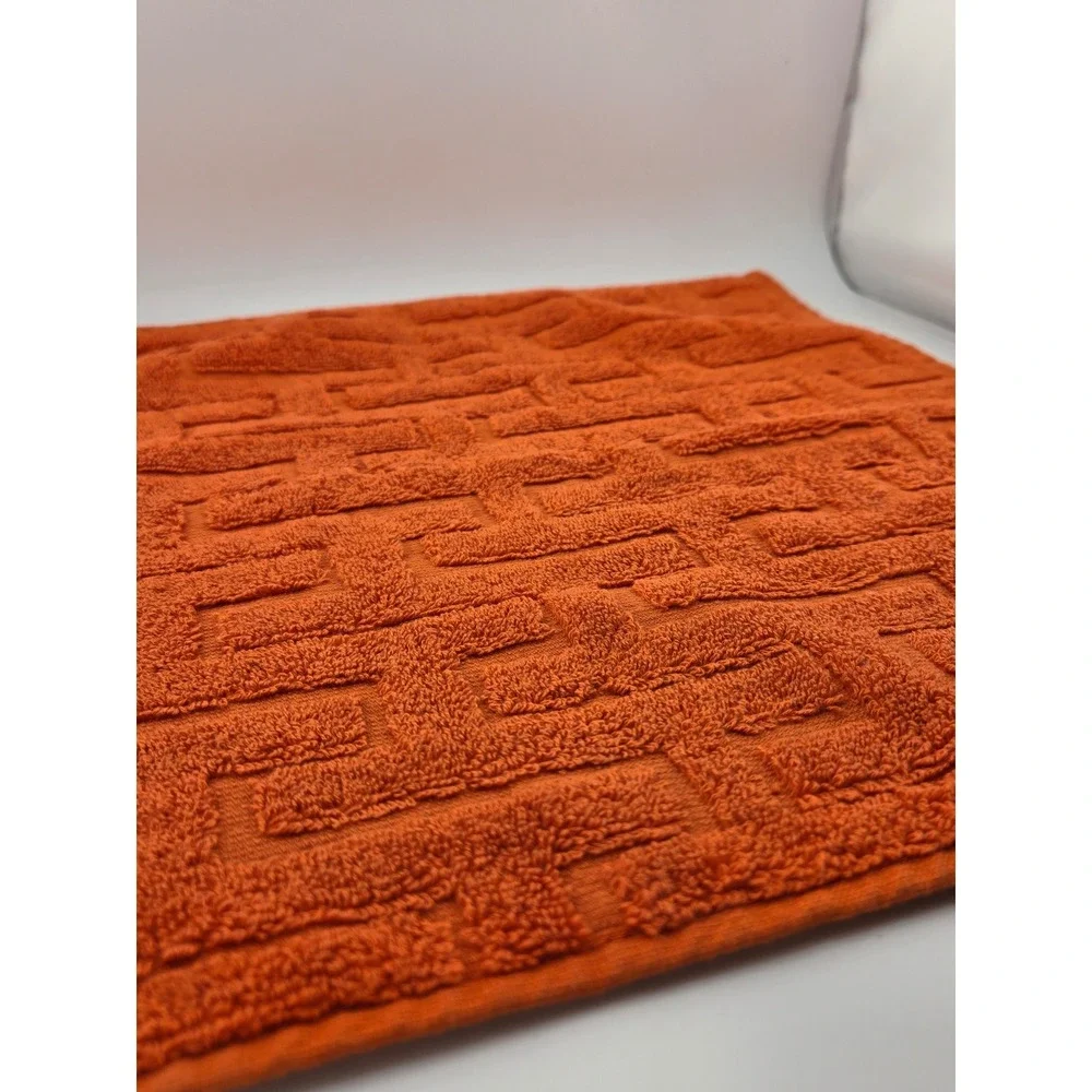 Hermes Paris Orange Cotton Jacquard H Logo Hand Towel Made in France 12.5